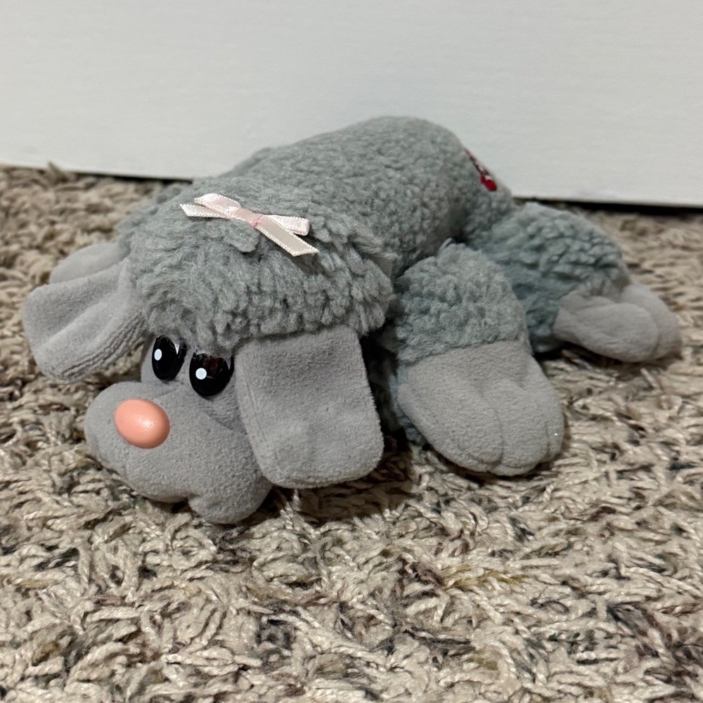 Vintage Tonka Pound Puppy Furries Grey Plush Dog Pink Bow 7826 SS
